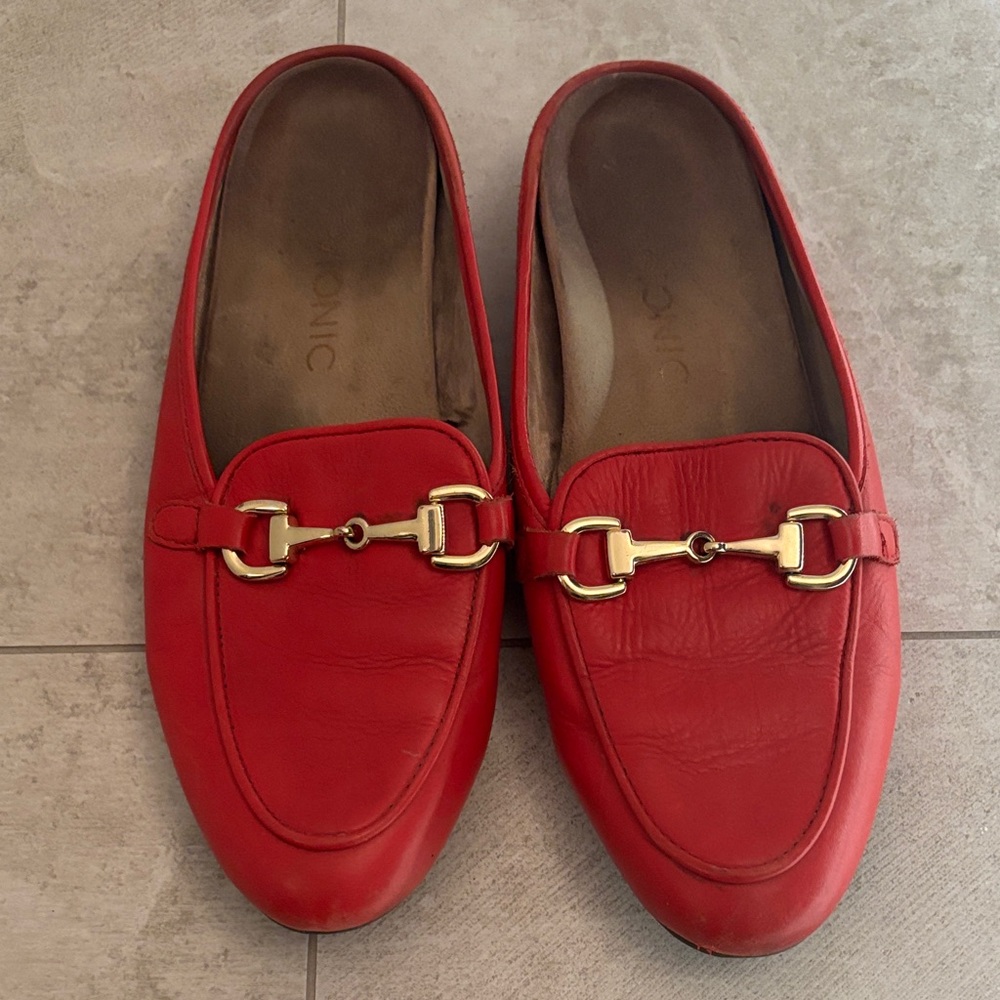 Vionic Red Loafers with Gold Accent